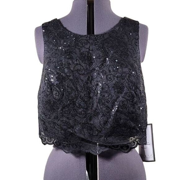 City Studio Sequin Crop Top Blouse Sz 14W - Picture 1 of 13